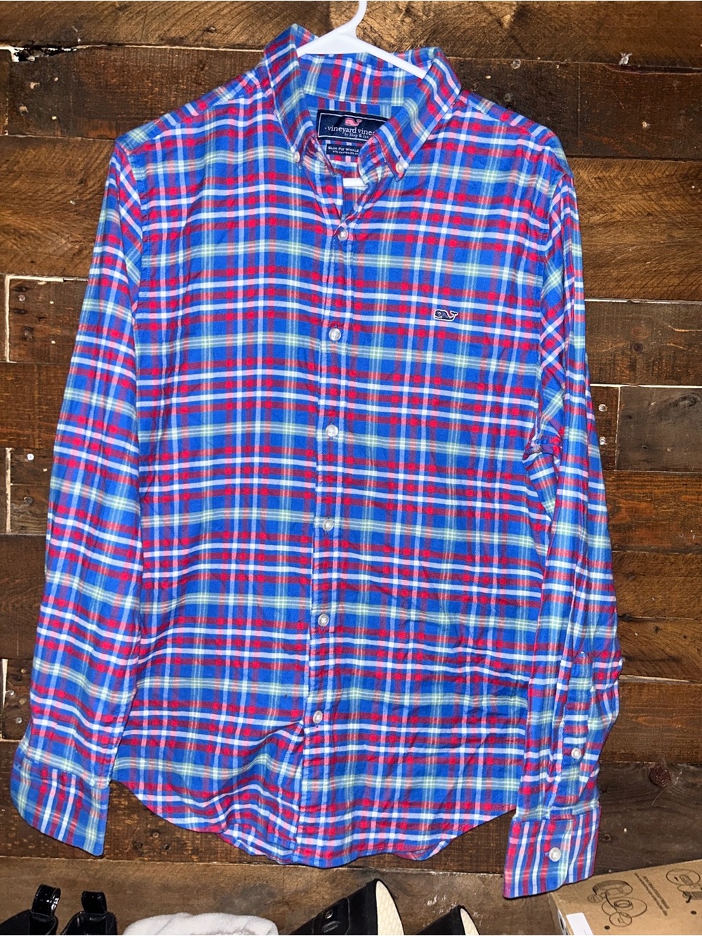 Vineyard Vines Red & Blue Plaid Long-Sleeve Button-Down Shirt